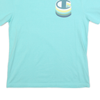 CHAMPION Mens Blue Graphic T-Shirt L Short Sleeve Crew Neck Cotton Casual