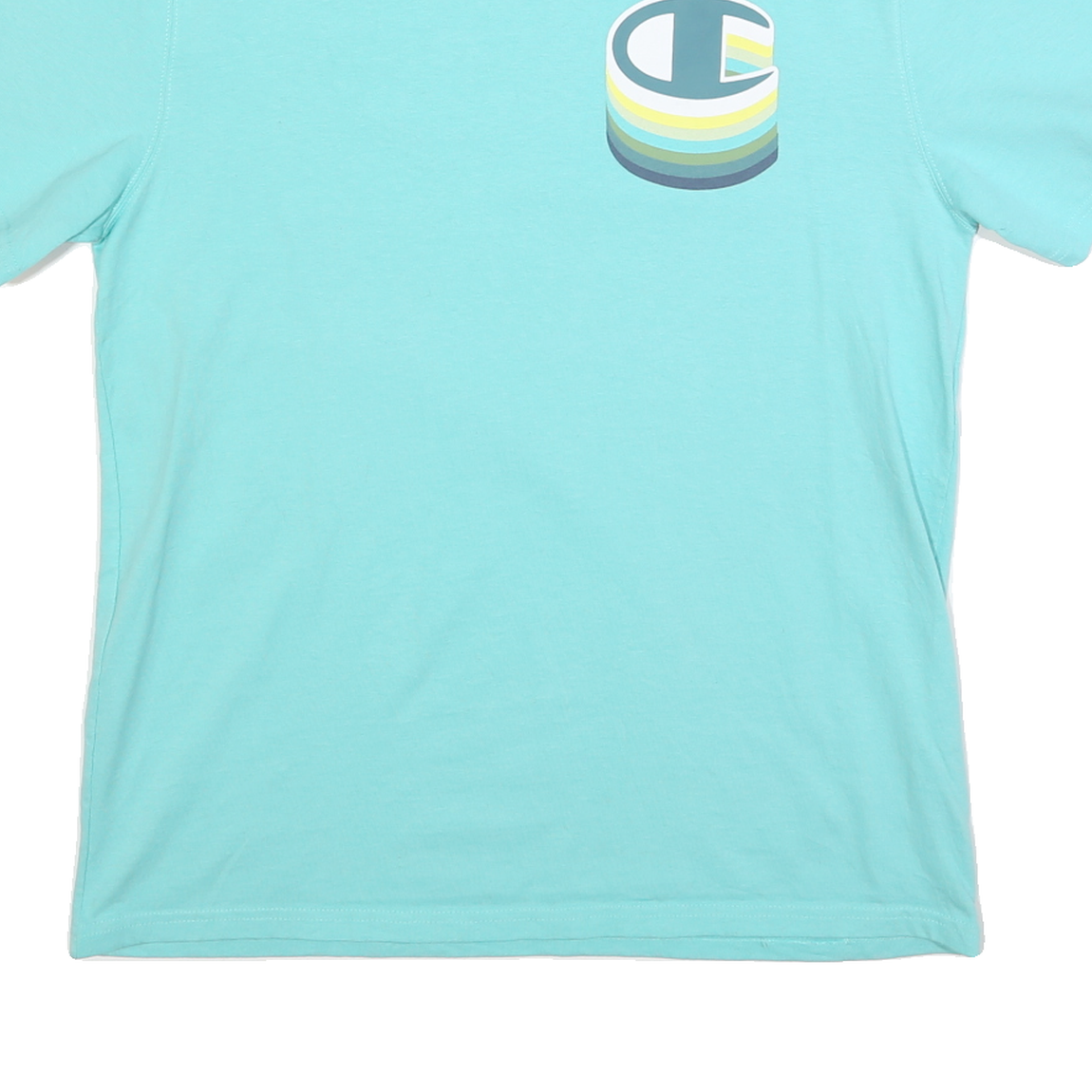 CHAMPION Mens Blue Graphic T-Shirt L Short Sleeve Crew Neck Cotton Casual