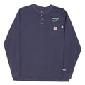 CARHARTT Mens Navy Blue Workwear Long Sleeve Henley L Cotton Blend