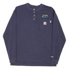 CARHARTT Mens Navy Blue Workwear Long Sleeve Henley L Cotton Blend