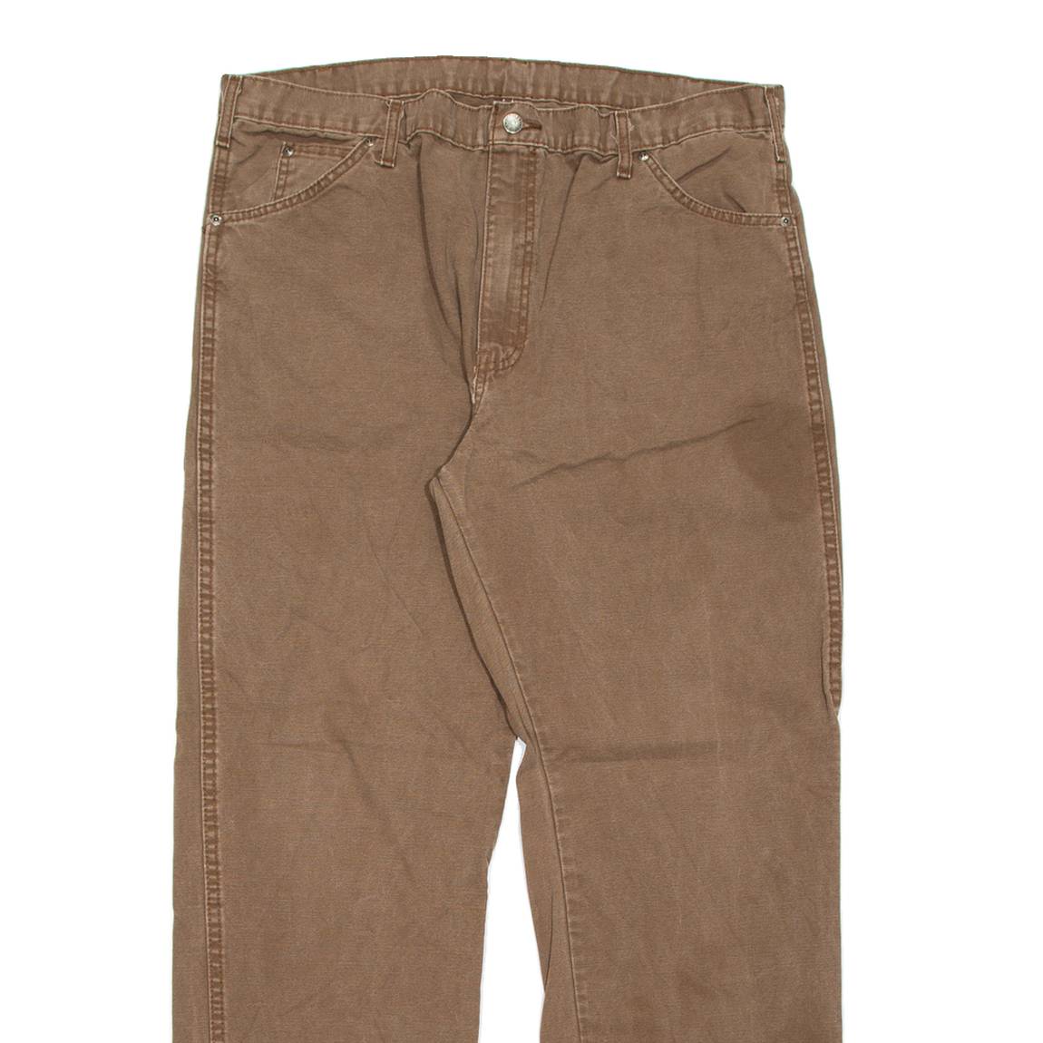 DICKIES Mens Trousers Brown Regular Straight W38 L32