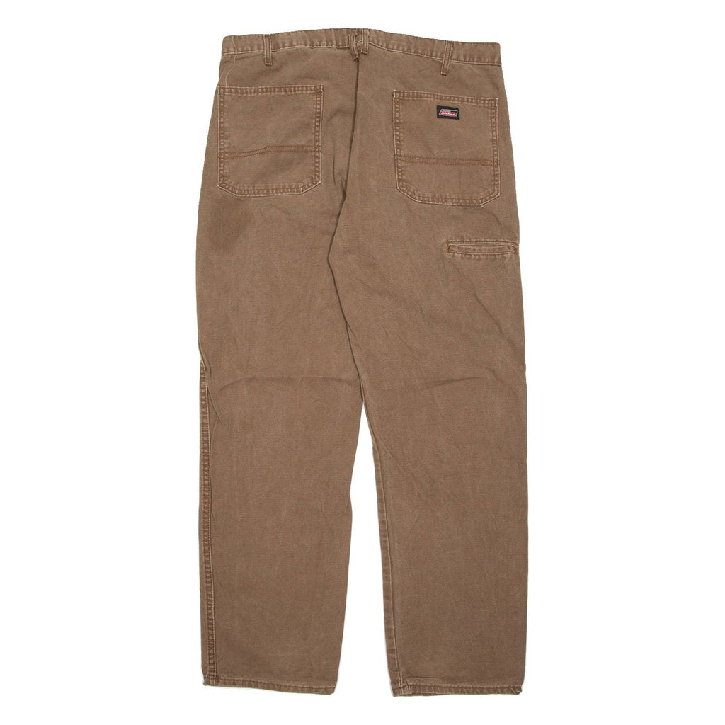 DICKIES Mens Trousers Brown Regular Straight W38 L32