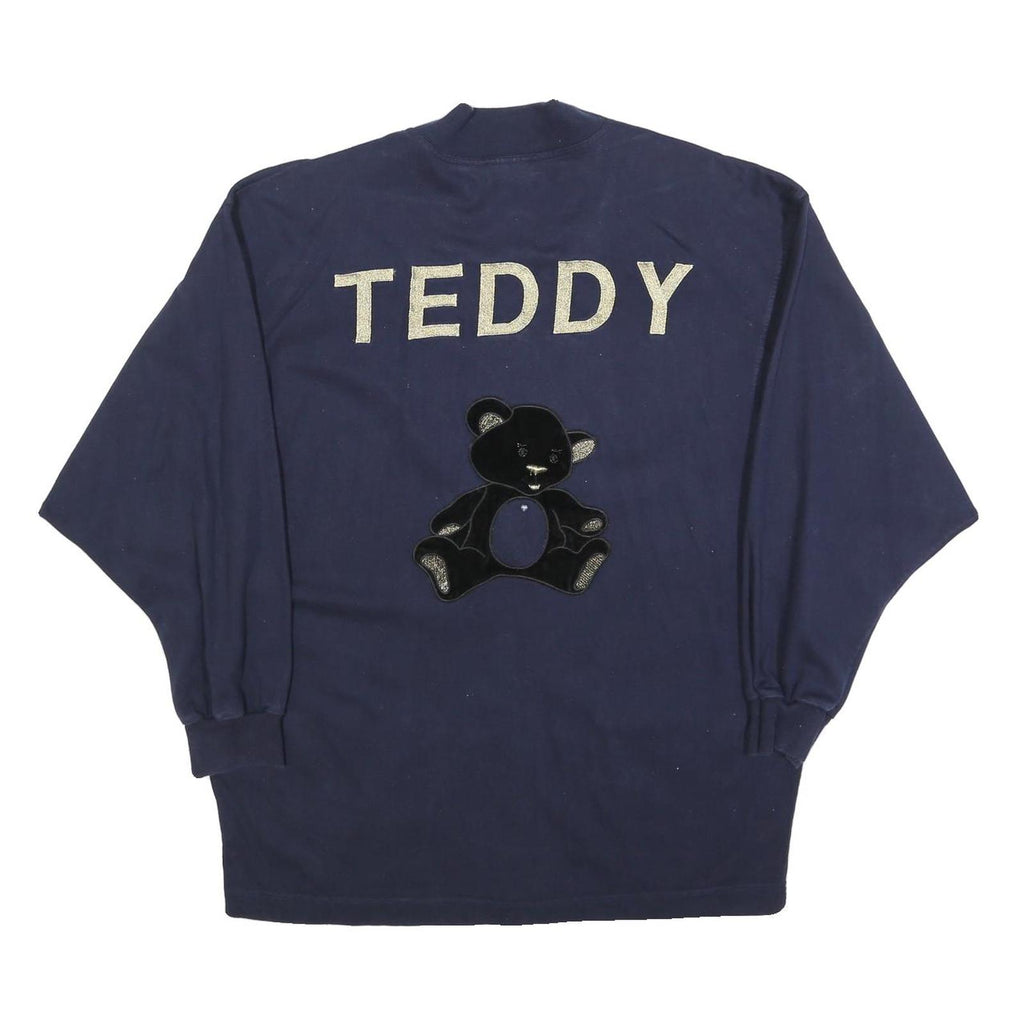 FRAPP Womens Navy Teddy Patterned Cotton Blend Jumper Cardigan XL Bear Design