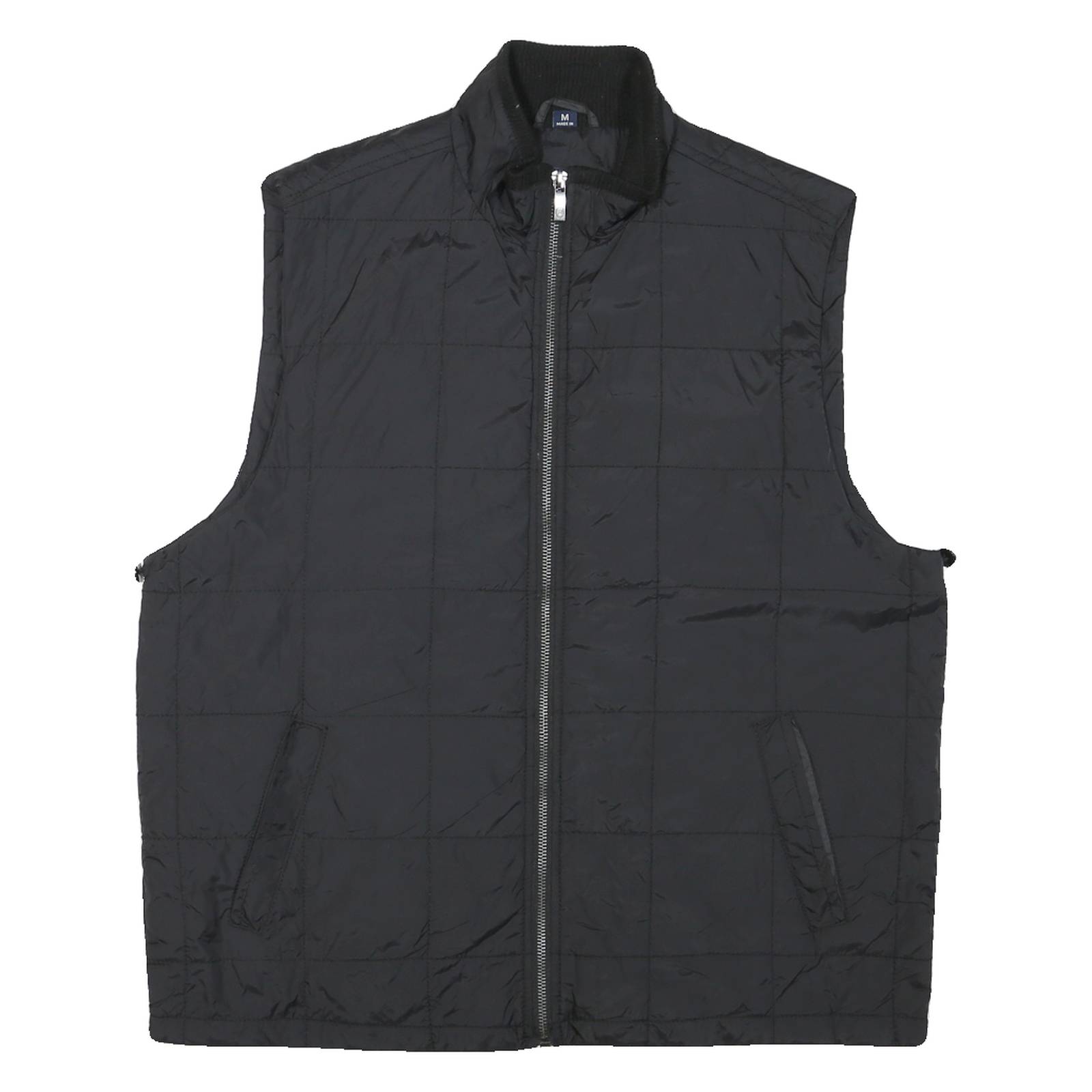 CHAPS Mens Black Quilted Zip Jacket M Polyester Blend Lightweight Casual