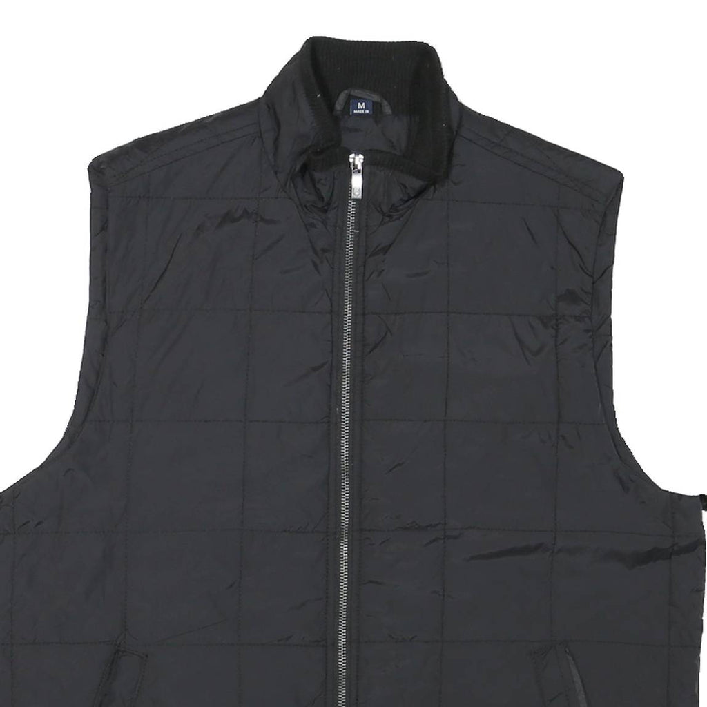 CHAPS Mens Black Quilted Zip Jacket M Polyester Blend Lightweight Casual