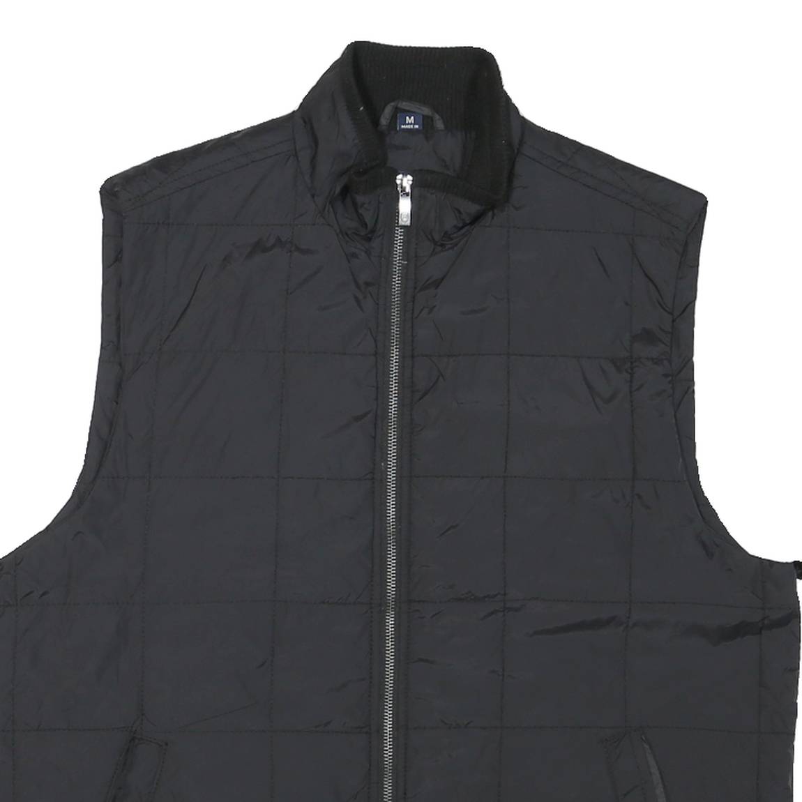 CHAPS Mens Black Quilted Zip Jacket M Polyester Blend Lightweight Casual