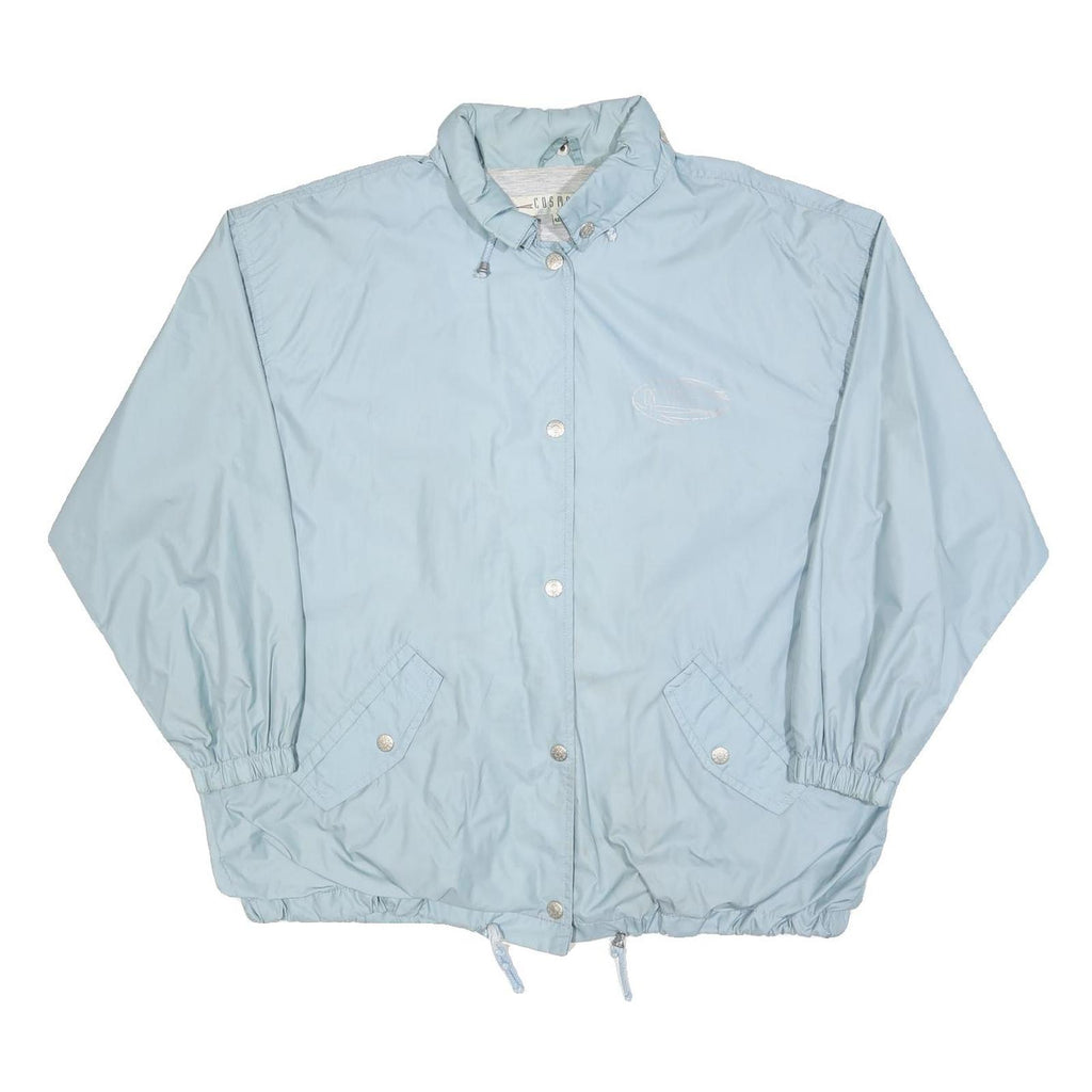COSMOS Womens Blue Button Jacket L Polyester Blend Plain Casual Oversized