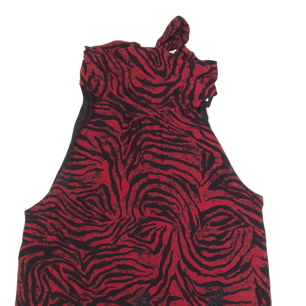 MINT VELVET Womens Printed Vest Red Sleeveless Viscose Animal Print UK 14