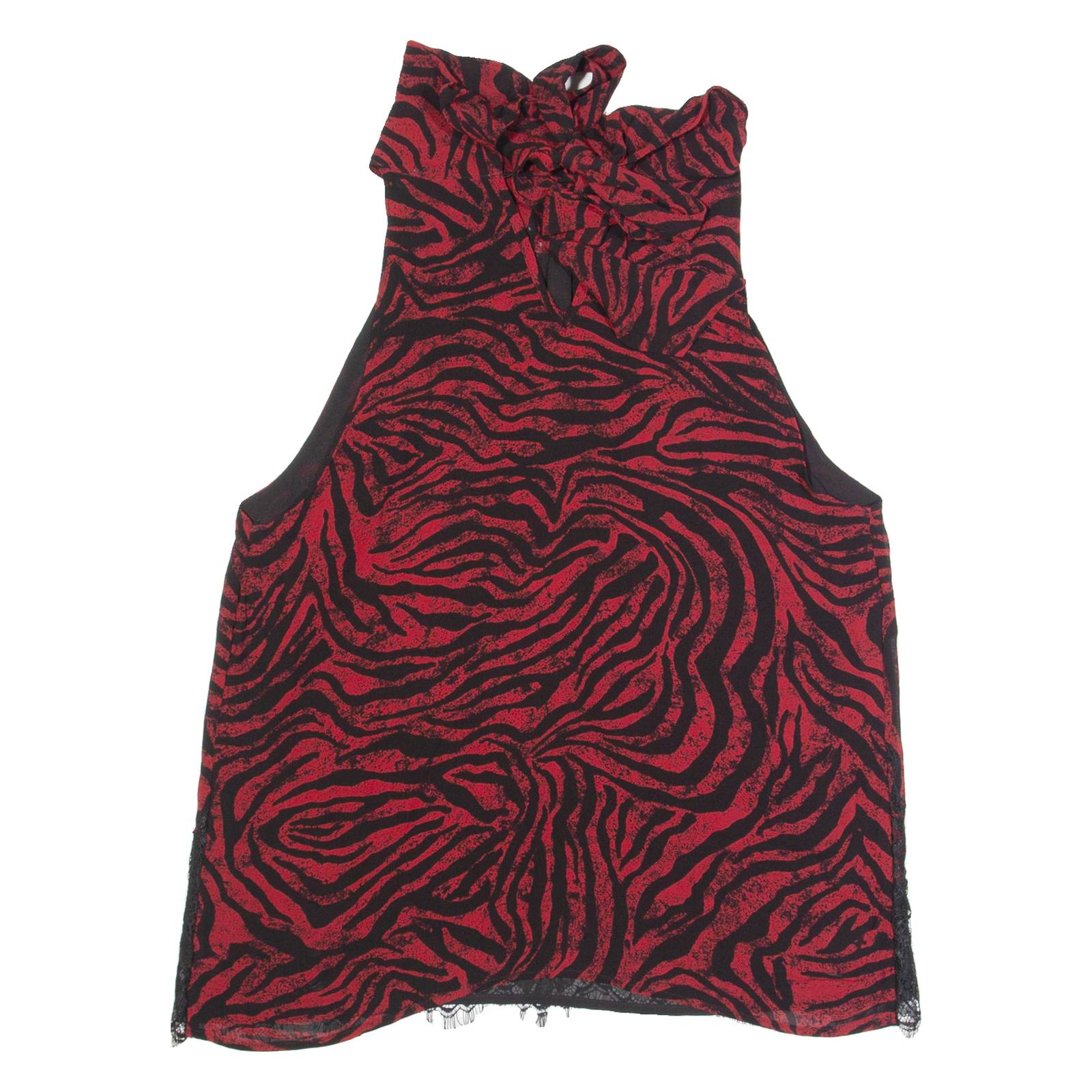 MINT VELVET Womens Printed Vest Red Sleeveless Viscose Animal Print UK 14