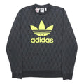 ADIDAS Boys Black Yellow Logo Crew Neck Sweatshirt 13-14Y Cotton Blend