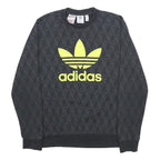ADIDAS Boys Black Yellow Logo Crew Neck Sweatshirt 13-14Y Cotton Blend