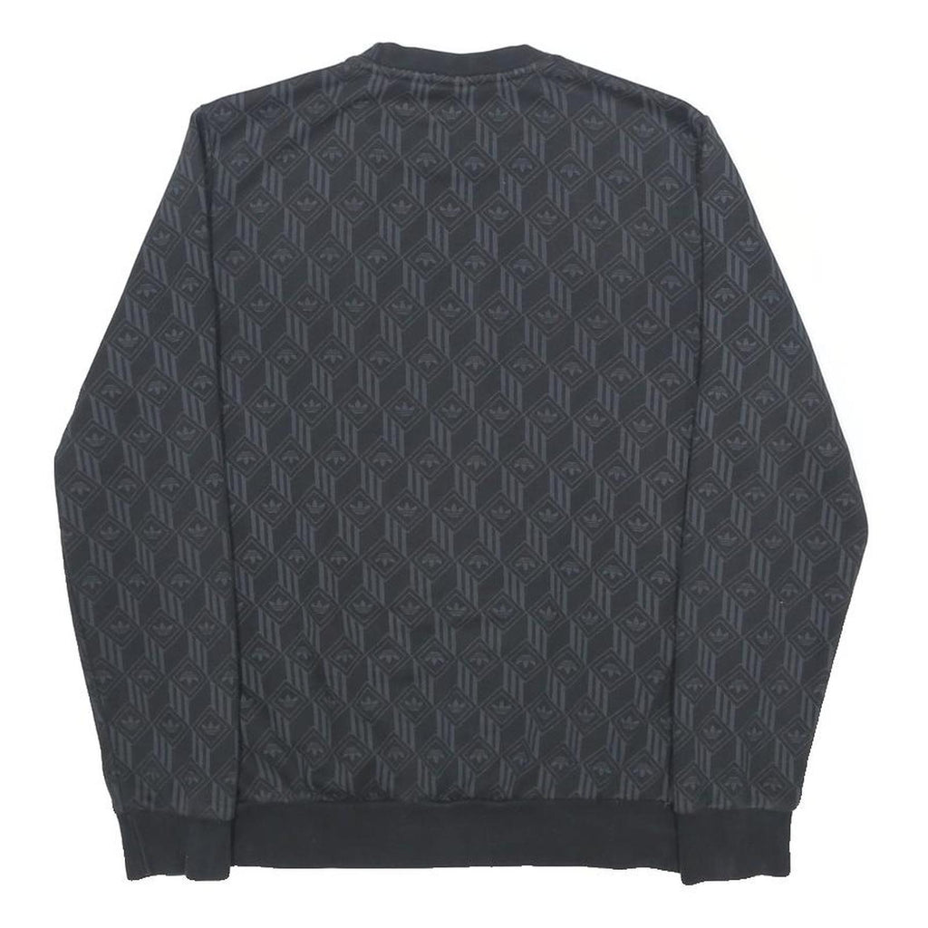 ADIDAS Boys Black Yellow Logo Crew Neck Sweatshirt 13-14Y Cotton Blend