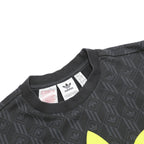 ADIDAS Boys Black Yellow Logo Crew Neck Sweatshirt 13-14Y Cotton Blend