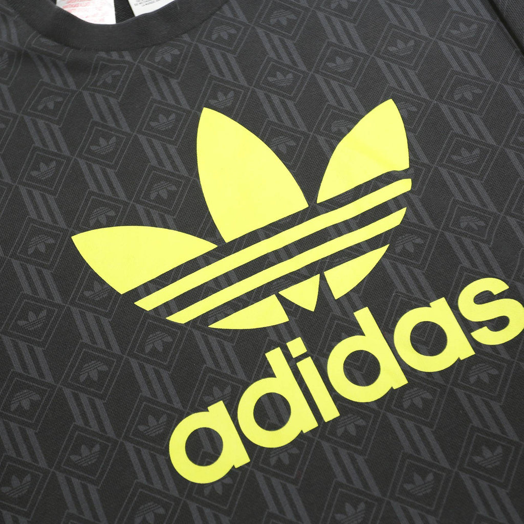 ADIDAS Boys Black Yellow Logo Crew Neck Sweatshirt 13-14Y Cotton Blend