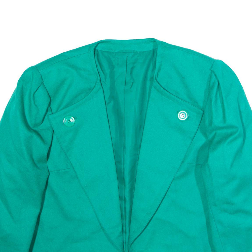 Womens Blazer Jacket Green Wool 90s UK 14