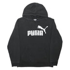 PUMA Mens Black Hoodie S Cotton Blend Classic Logo Pullover Casual