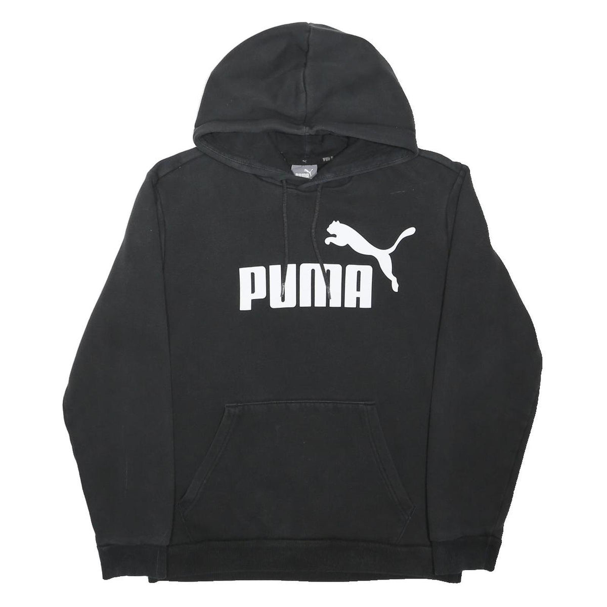 PUMA Mens Black Hoodie S Cotton Blend Classic Logo Pullover Casual