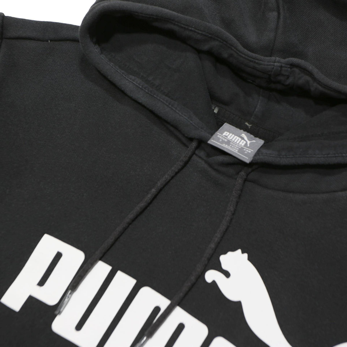 PUMA Mens Black Hoodie S Cotton Blend Classic Logo Pullover Casual