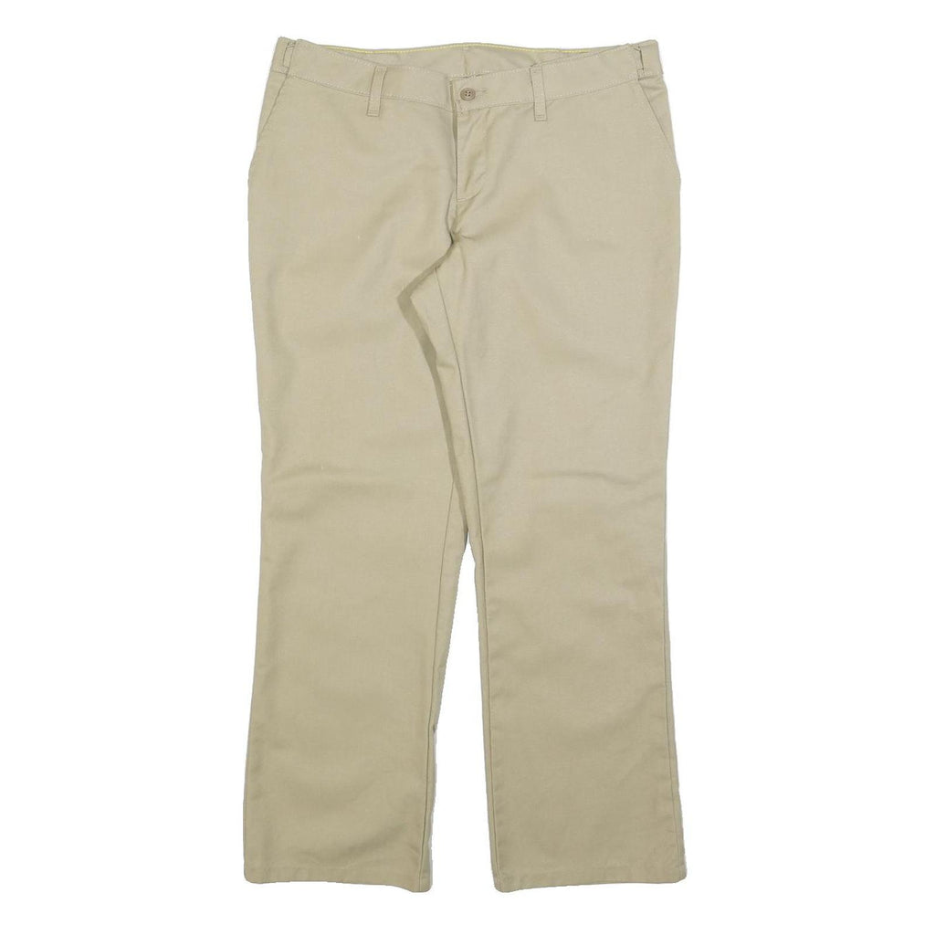 DICKIES Womens Cotton Blend Beige Regular Fit Straight Leg Trousers W32 L30