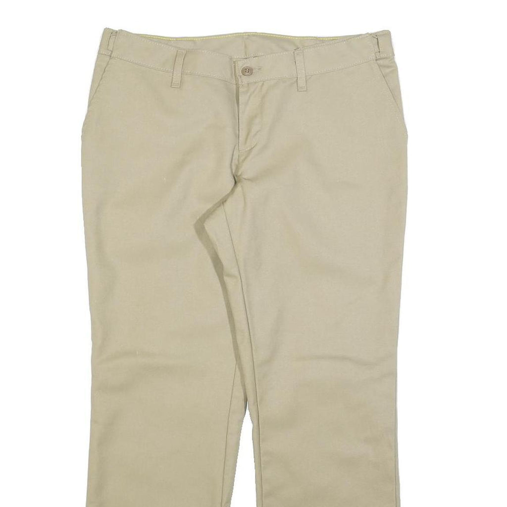 DICKIES Womens Cotton Blend Beige Regular Fit Straight Leg Trousers W32 L30