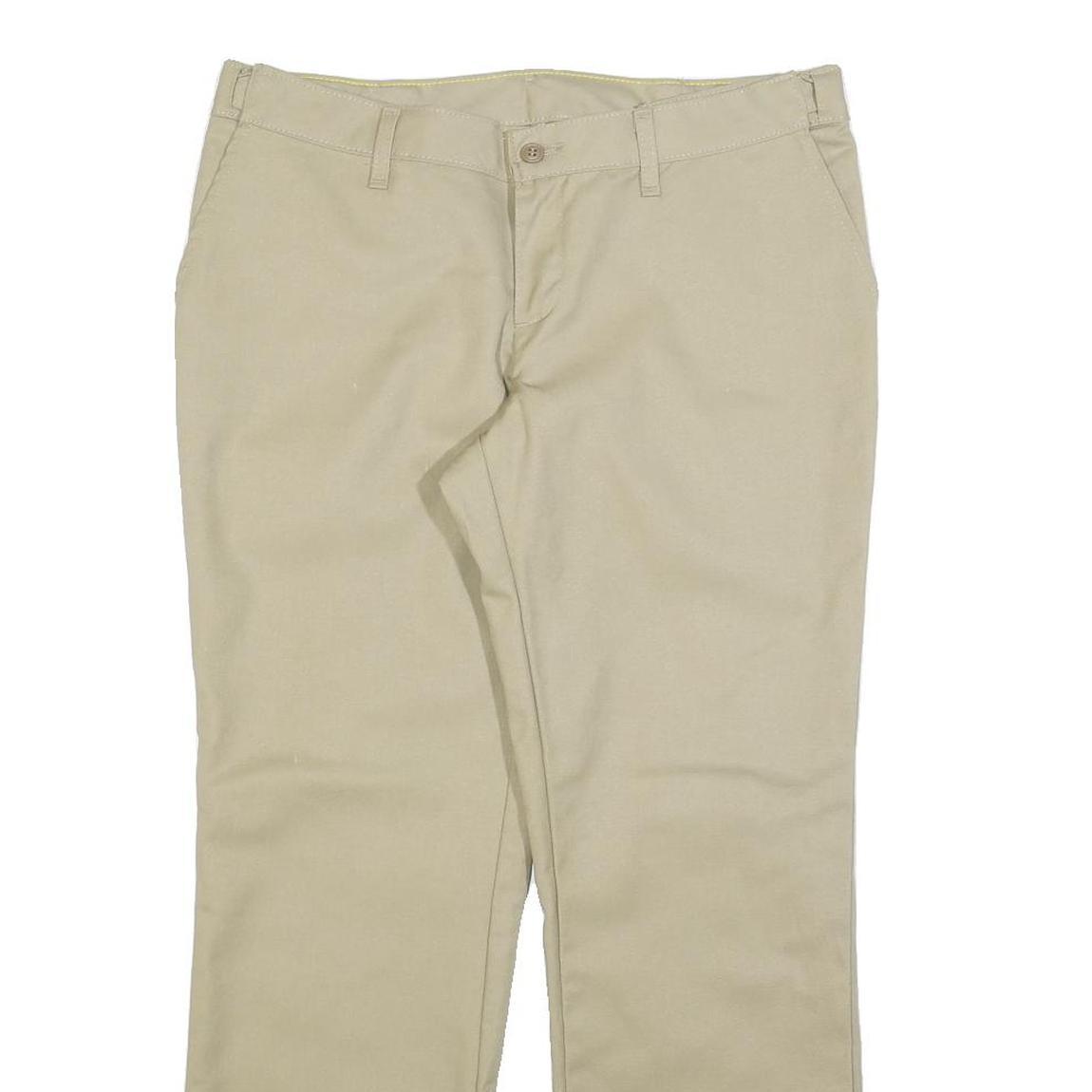 DICKIES Womens Cotton Blend Beige Regular Fit Straight Leg Trousers W32 L30