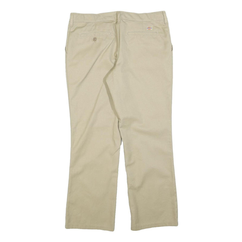 DICKIES Womens Cotton Blend Beige Regular Fit Straight Leg Trousers W32 L30