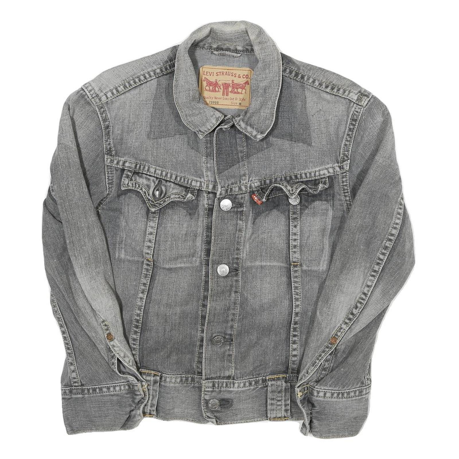 LEVI'S Womens Grey Denim Jacket M Cotton Blend Button Closure Classic Western