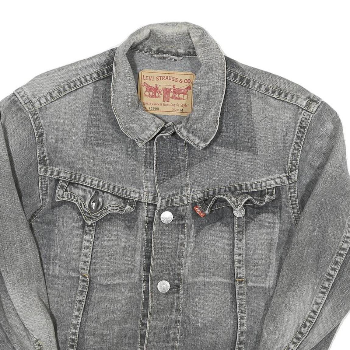 LEVI'S Womens Grey Denim Jacket M Cotton Blend Button Closure Classic Western