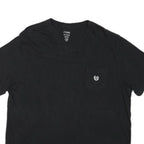 CHAPS Mens Black V-Neck T-Shirt XL Cotton Blend Short Sleeve Pocket Logo