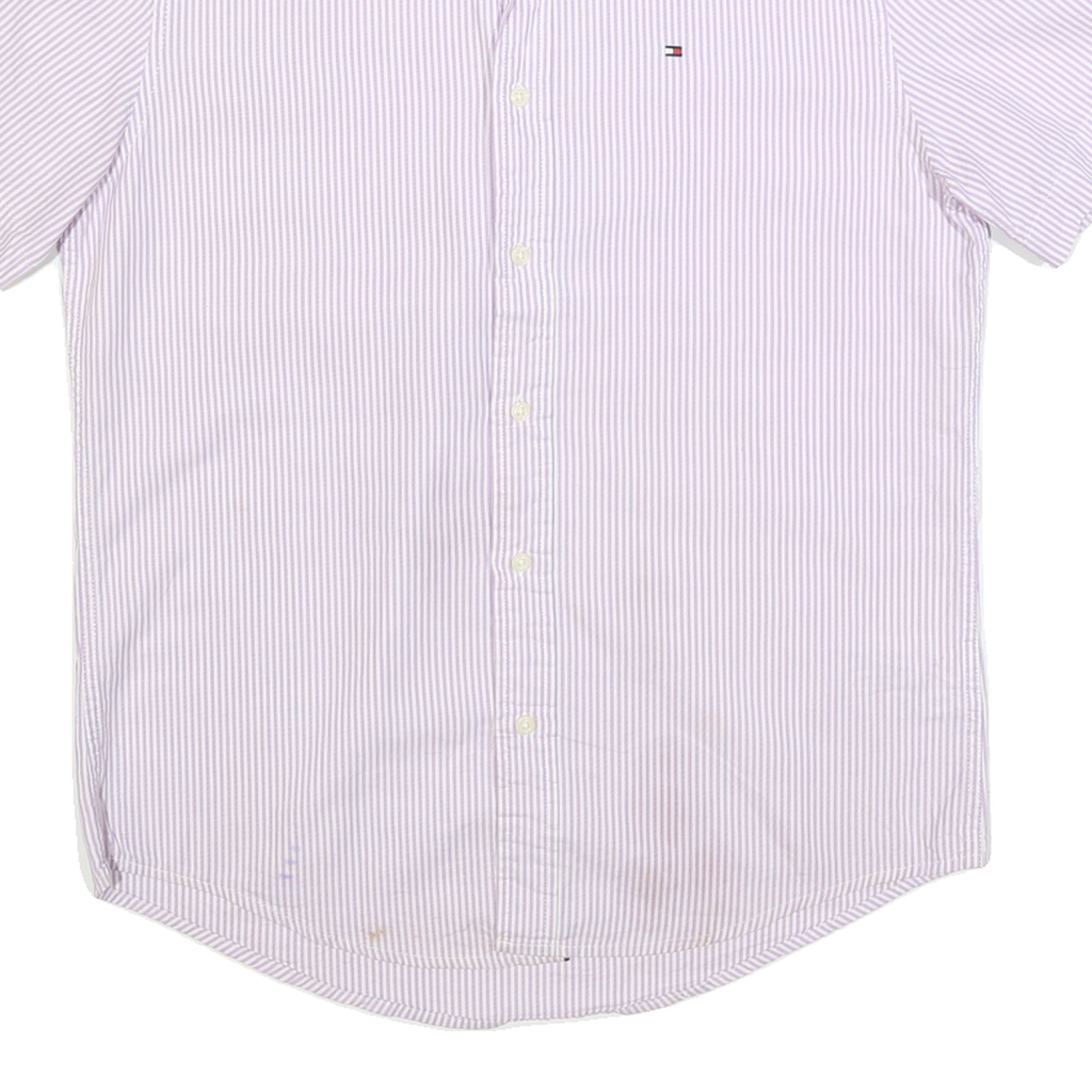 TOMMY HILFIGER Mens Pink & White Striped Casual Shirt M Button Down Cotton Blend