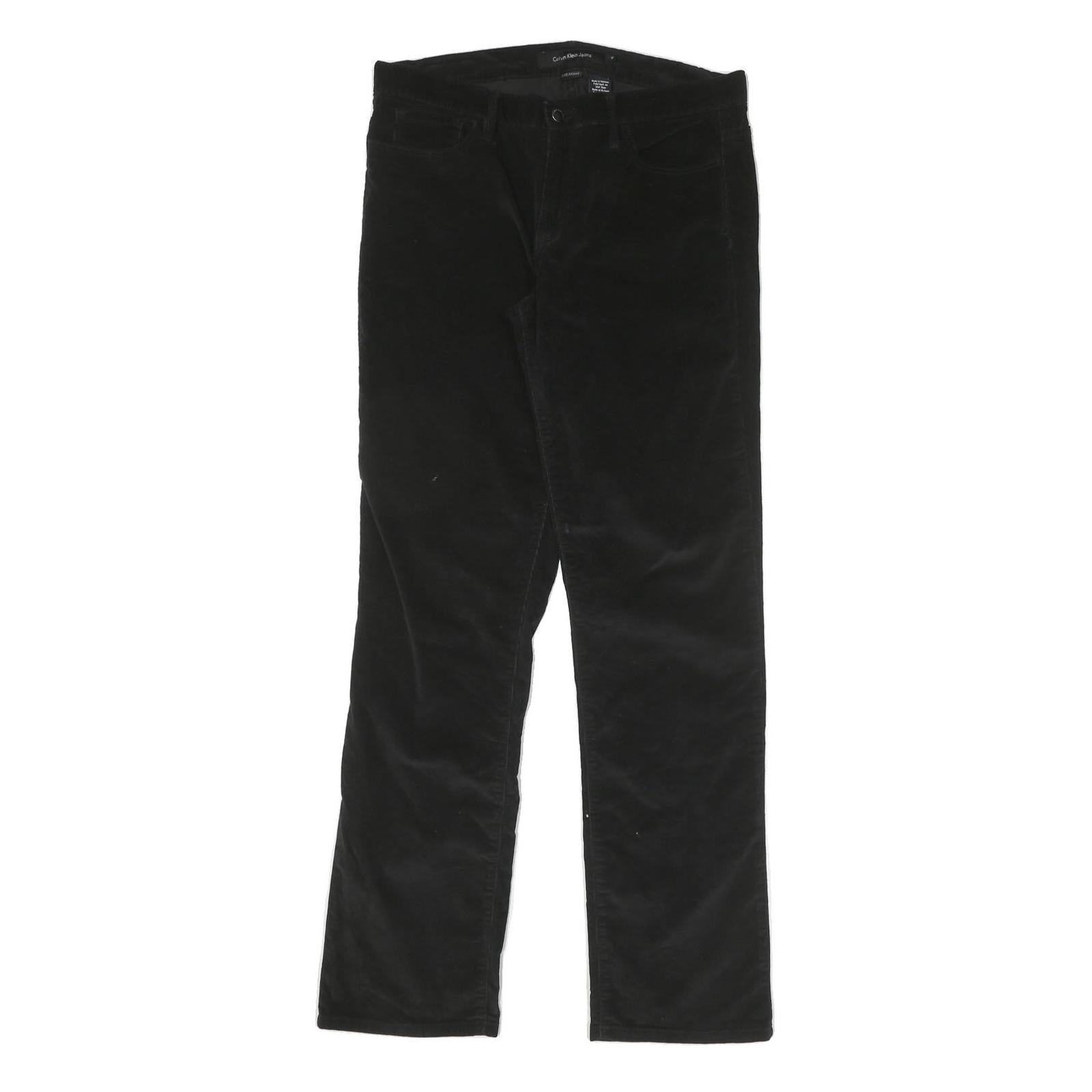 CALVIN KLEIN JEANS Womens Slim Black Cotton Blend Slim Trousers W32 L32 Stylish