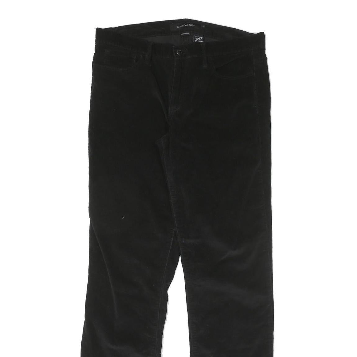 CALVIN KLEIN JEANS Womens Slim Black Cotton Blend Slim Trousers W32 L32 Stylish