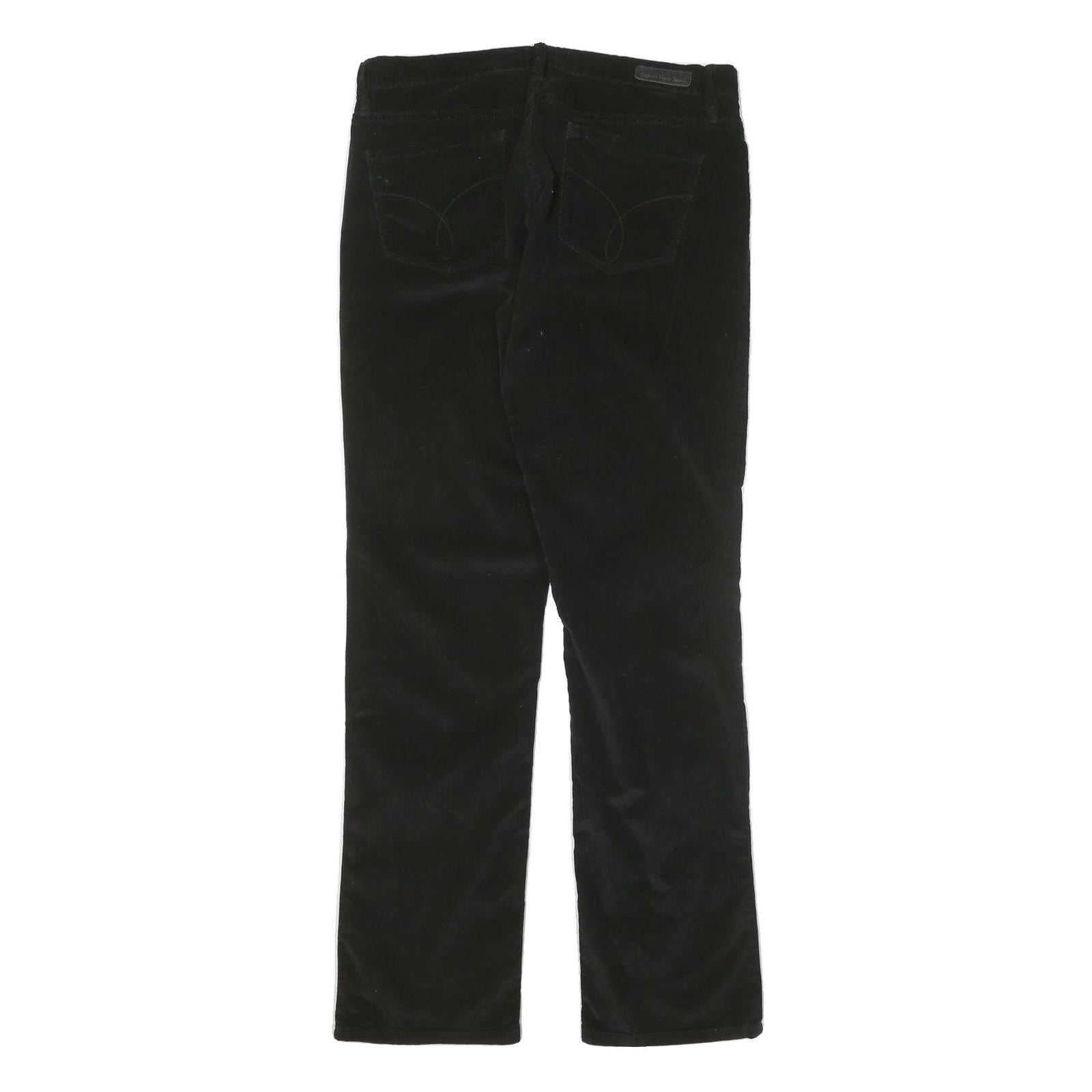 CALVIN KLEIN JEANS Womens Slim Black Cotton Blend Slim Trousers W32 L32 Stylish