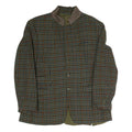 Mens Brown Green Check Button Jacket L Polyester Blend Classic Outerwear