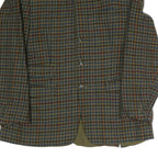 Mens Brown Green Check Button Jacket L Polyester Blend Classic Outerwear