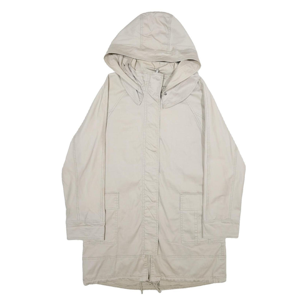 PENNYBLACK Womens Beige Cotton Blend Hooded Zip Jacket UK 12 Casual Outerwear