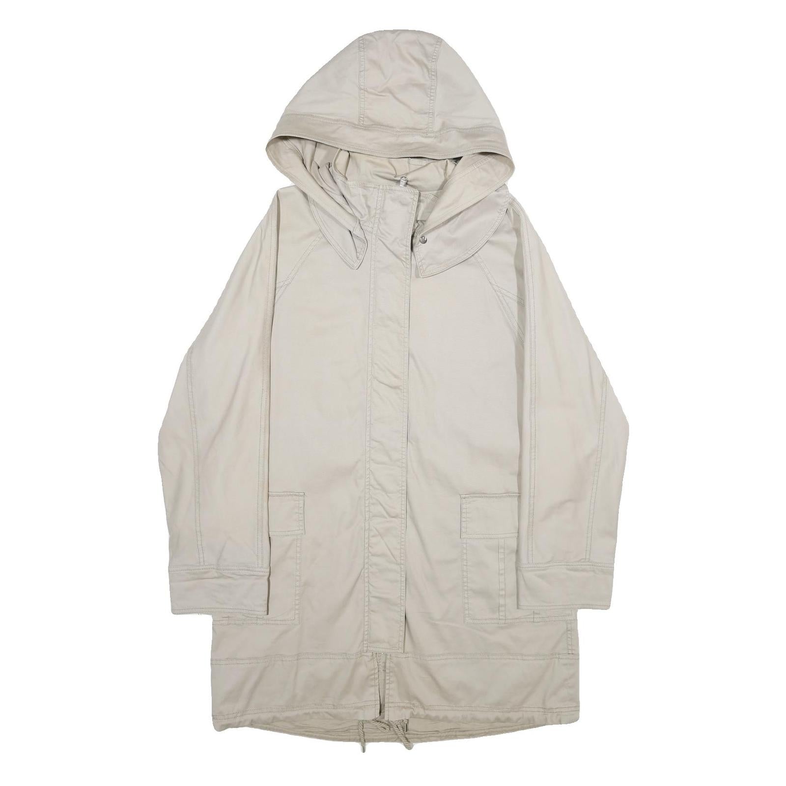 PENNYBLACK Womens Beige Cotton Blend Hooded Zip Jacket UK 12 Casual Outerwear