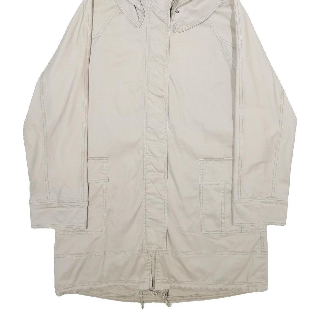 PENNYBLACK Womens Beige Cotton Blend Hooded Zip Jacket UK 12 Casual Outerwear