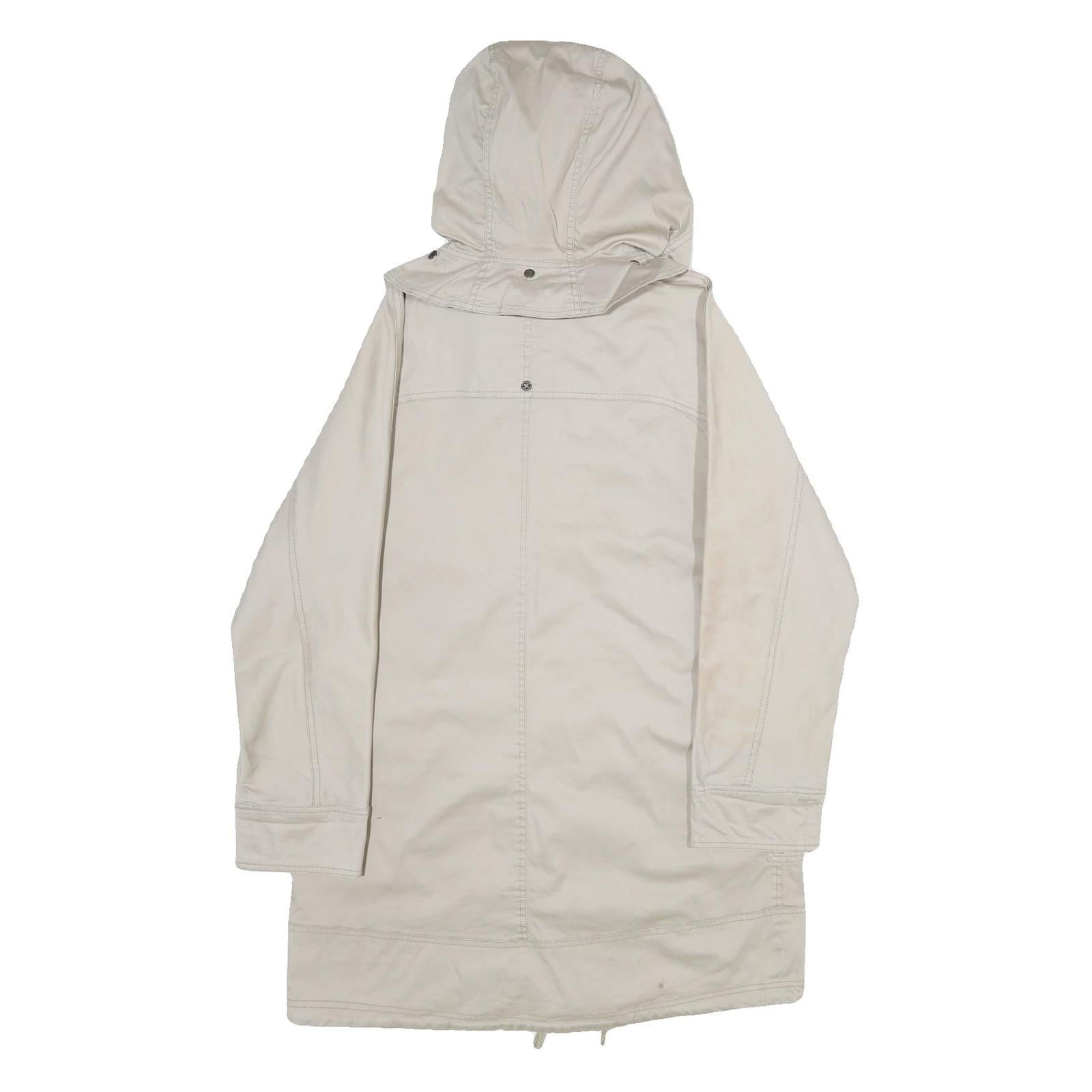 PENNYBLACK Womens Beige Cotton Blend Hooded Zip Jacket UK 12 Casual Outerwear