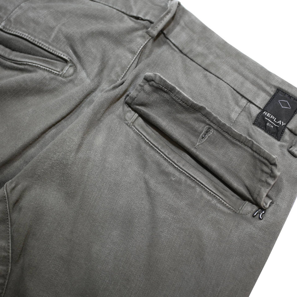 REPLAY Mens Cotton Blend Slim Cargo Trousers Khaki W29 L32 Casual Urban Design