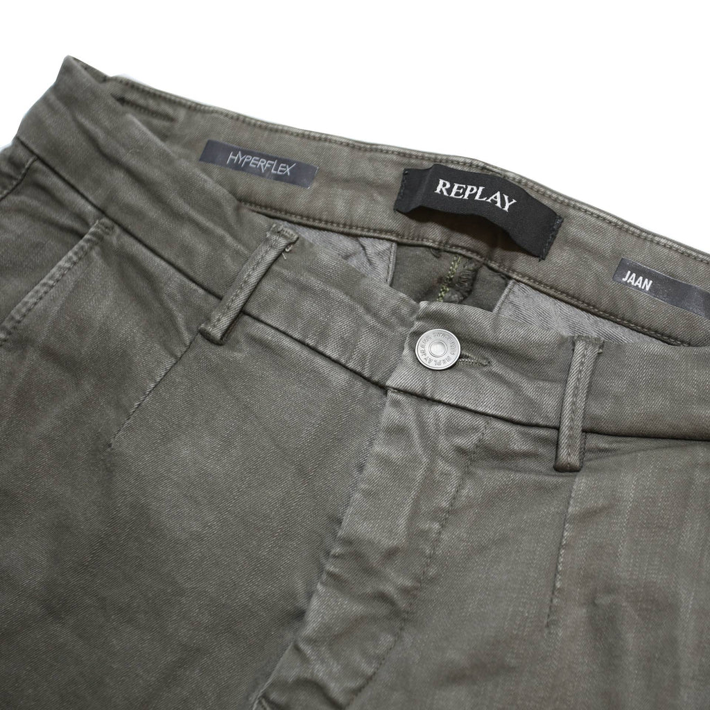 REPLAY Mens Cotton Blend Slim Cargo Trousers Khaki W29 L32 Casual Urban Design
