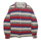 Womens Red Blue White Striped Shirt L Button Long Sleeve Casual