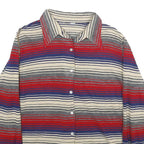 Womens Red Blue White Striped Shirt L Button Long Sleeve Casual