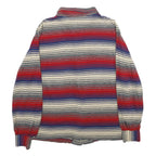 Womens Red Blue White Striped Shirt L Button Long Sleeve Casual