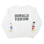 DISNEY Womens White Donald & Mickey Crew Neck M Cotton Blend Sweatshirt