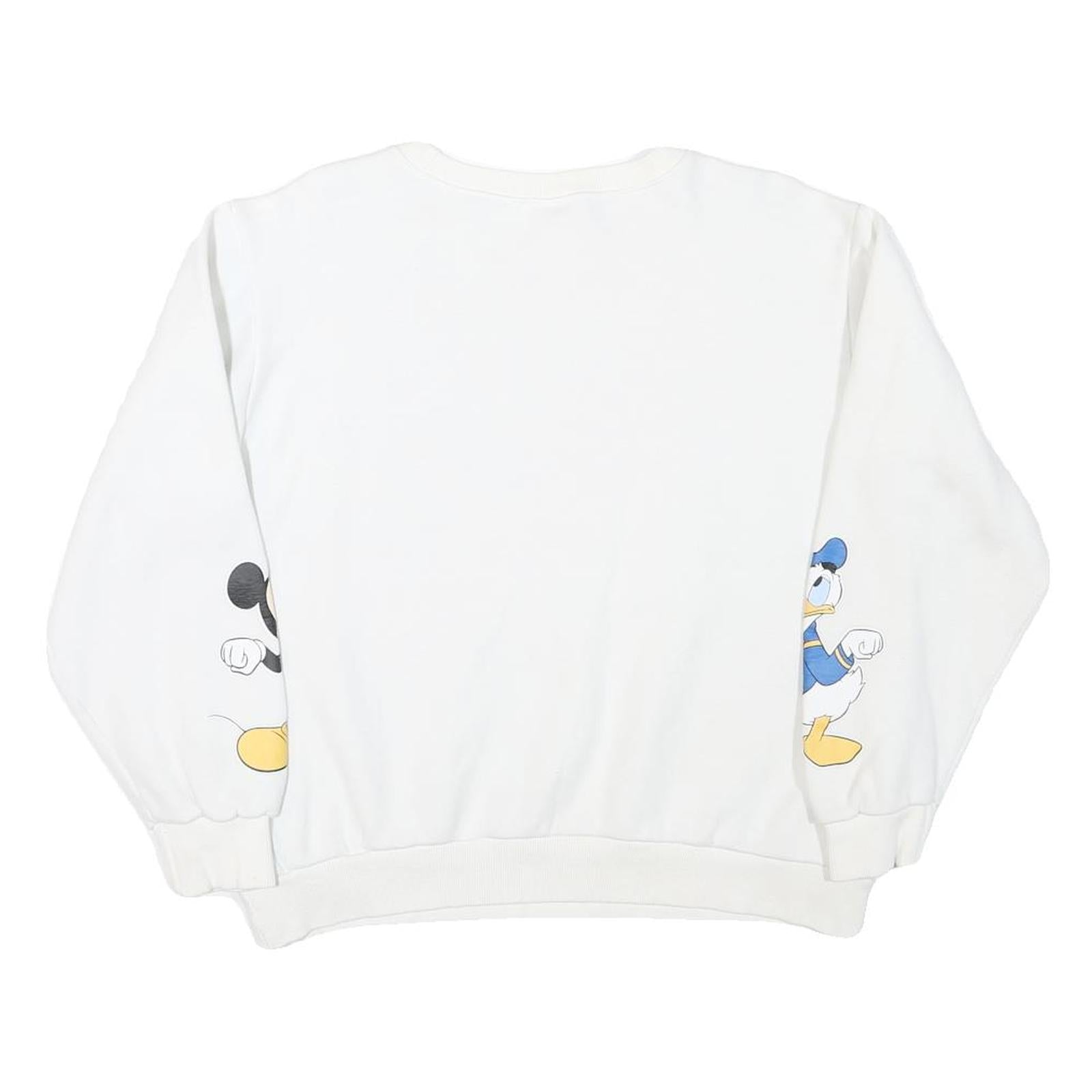 DISNEY Womens White Donald & Mickey Crew Neck M Cotton Blend Sweatshirt