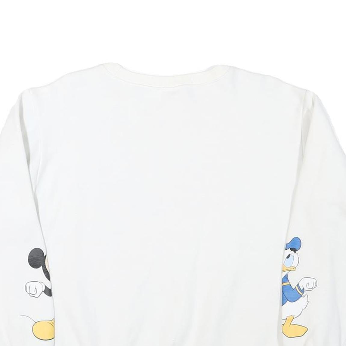 DISNEY Womens White Donald & Mickey Crew Neck M Cotton Blend Sweatshirt