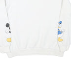 DISNEY Womens White Donald & Mickey Crew Neck M Cotton Blend Sweatshirt