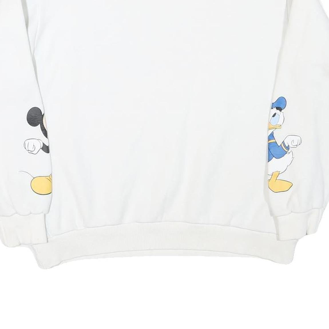 DISNEY Womens White Donald & Mickey Crew Neck M Cotton Blend Sweatshirt