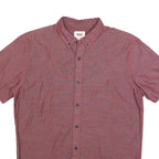 LEVI'S Mens Red Plain Cotton Blend Shirt M Button-Down Collar Short Sleeve